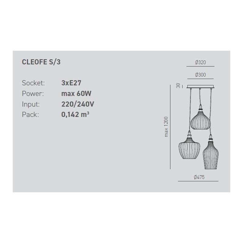 CLEOFE S3 SOSPENSIONE VINTAGE CON VETRI BIANCO OPACO DECORATI A RILIEVO DELLA GEA LUCE GEA LUCE - Cristalensi Shop Online