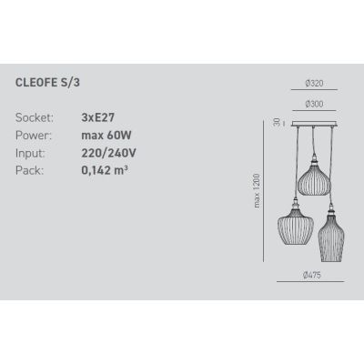 CLEOFE S3 SOSPENSIONE VINTAGE CON VETRI BIANCO OPACO DECORATI A RILIEVO DELLA GEA LUCE GEA LUCE - Cristalensi Shop Online