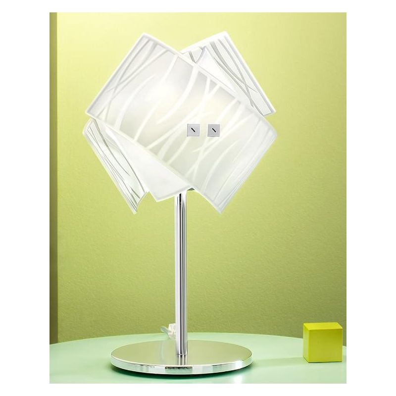 AGNESE LP ABAT JOUR CON VETRI BIANCHI MONTATURA CROMO LUCIDO MODERNA GEA LUCE - Cristalensi Shop Online