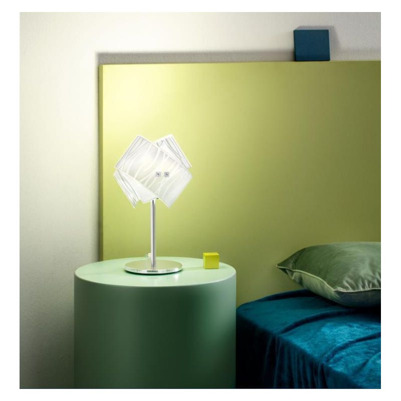 AGNESE LP ABAT JOUR CON VETRI BIANCHI MONTATURA CROMO LUCIDO MODERNA GEA LUCE - Cristalensi Shop Online