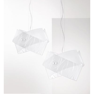AGNESE SM SOSPENSIONE MODERNA IN VETRO BIANCO SERIGRAFATO DELLA GEA LUCE GEA LUCE - Cristalensi Shop Online