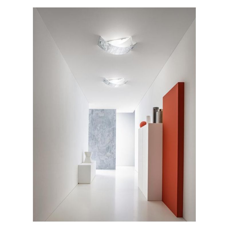 CAMILLA PLAFONIERA MEDIA FOGLIA ARGENTO O ORO IN VETRO DI GEA LUCE MODERNA GEA LUCE - Cristalensi Shop Online
