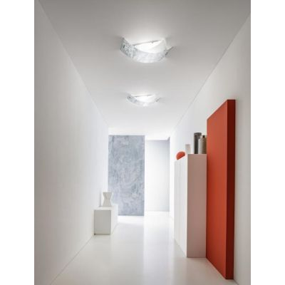 CAMILLA PLAFONIERA MEDIA FOGLIA ARGENTO O ORO IN VETRO DI GEA LUCE MODERNA GEA LUCE - Cristalensi Shop Online