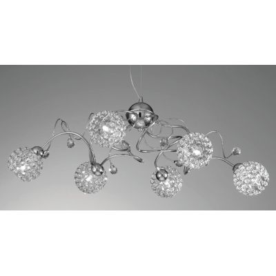 ALICE LAMPADARIO MODERNO 6 LUCI A SFERA CON OTTAGONI IN CRISTALLO FINITURA CROMO CRISTALENSI LUX - Cristalensi Shop Online