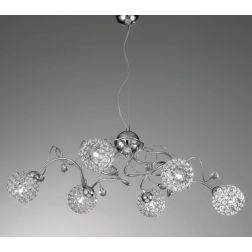 ALICE LAMPADARIO MODERNO 6 LUCI A SFERA CON OTTAGONI IN CRISTALLO FINITURA CROMO CRISTALENSI LUX - Cristalensi Shop Online 2