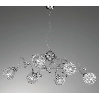 ALICE LAMPADARIO MODERNO 6 LUCI A SFERA CON OTTAGONI IN CRISTALLO FINITURA CROMO CRISTALENSI LUX - Cristalensi Shop Online