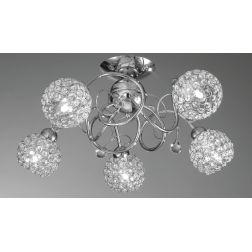 ALICE PLAFONIERA MODERNA 5 LUCI A SFERA CON OTTAGONI IN CRISTALLO FINITURA CROMO CRISTALENSI LUX - Cristalensi Shop Online