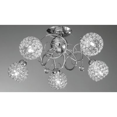 ALICE PLAFONIERA MODERNA 5 LUCI A SFERA CON OTTAGONI IN CRISTALLO FINITURA CROMO CRISTALENSI LUX - Cristalensi Shop Online