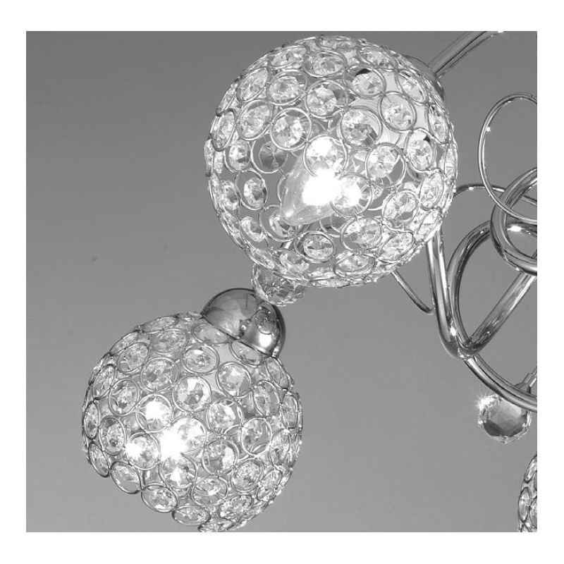 ALICE PLAFONIERA MODERNA 5 LUCI A SFERA CON OTTAGONI IN CRISTALLO FINITURA CROMO CRISTALENSI LUX - Cristalensi Shop Online