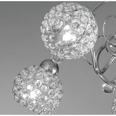 ALICE PLAFONIERA MODERNA 5 LUCI A SFERA CON OTTAGONI IN CRISTALLO FINITURA CROMO CRISTALENSI LUX - Cristalensi Shop Online