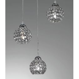 LARA SP3 SOSPENSIONE 3 LUCI A SFERA CON OTTAGONI DI CRISTALLO DESIGN MODERNO CRISTALENSI LUX - Cristalensi Shop Online