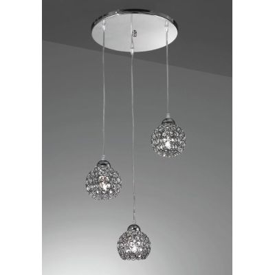LARA SP3 SOSPENSIONE 3 LUCI A SFERA CON OTTAGONI DI CRISTALLO DESIGN MODERNO CRISTALENSI LUX - Cristalensi Shop Online