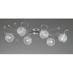 LARA PL6 PLAFONIERA 6 LUCI A SFERA CON OTTAGONI DI CRISTALLO DESIGN MODERNO CRISTALENSI LUX - Cristalensi Shop Online