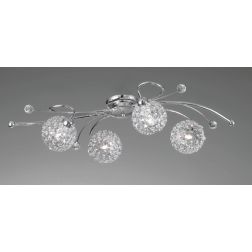 LARA PL4 PLAFONIERA 4 LUCI A SFERA CON OTTAGONI DI CRISTALLO DESIGN MODERNO CRISTALENSI LUX - Cristalensi Shop Online