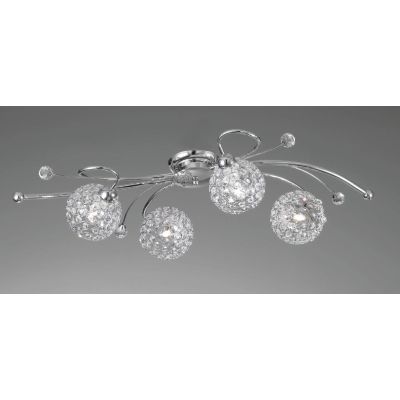 LARA PL4 PLAFONIERA 4 LUCI A SFERA CON OTTAGONI DI CRISTALLO DESIGN MODERNO CRISTALENSI LUX - Cristalensi Shop Online