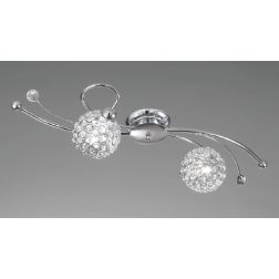 LARA PLAFONIERA O APPLIQUE 2 LUCI A SFERA CON OTTAGONI DI CRISTALLO DESIGN MODERNO CRISTALENSI LUX - Cristalensi Shop Online