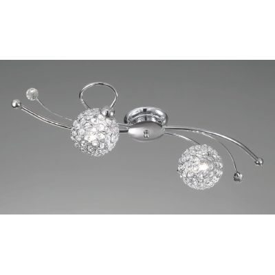 LARA PLAFONIERA O APPLIQUE 2 LUCI A SFERA CON OTTAGONI DI CRISTALLO DESIGN MODERNO CRISTALENSI LUX - Cristalensi Shop Online