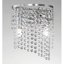 ISABELLA APPLIQUE IN METALLO CROMATO 2 LUCI CON PENDAGLI IN CRISTALLO TRASPARENTE CRISTALENSI LUX - Cristalensi Shop Online