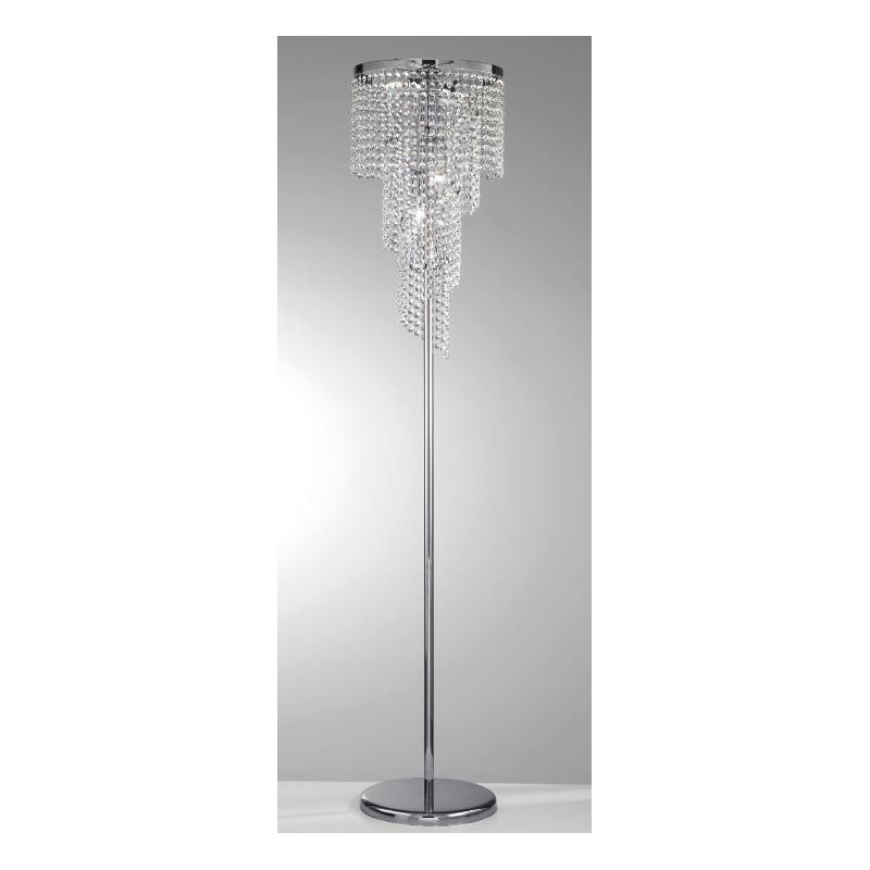 ISABELLA PIANTANA IN METALLO CROMATO CON CASCATA DI PENDAGLI IN CRISTALLO TRASPARENTE CRISTALENSI LUX - Cristalensi Shop Online