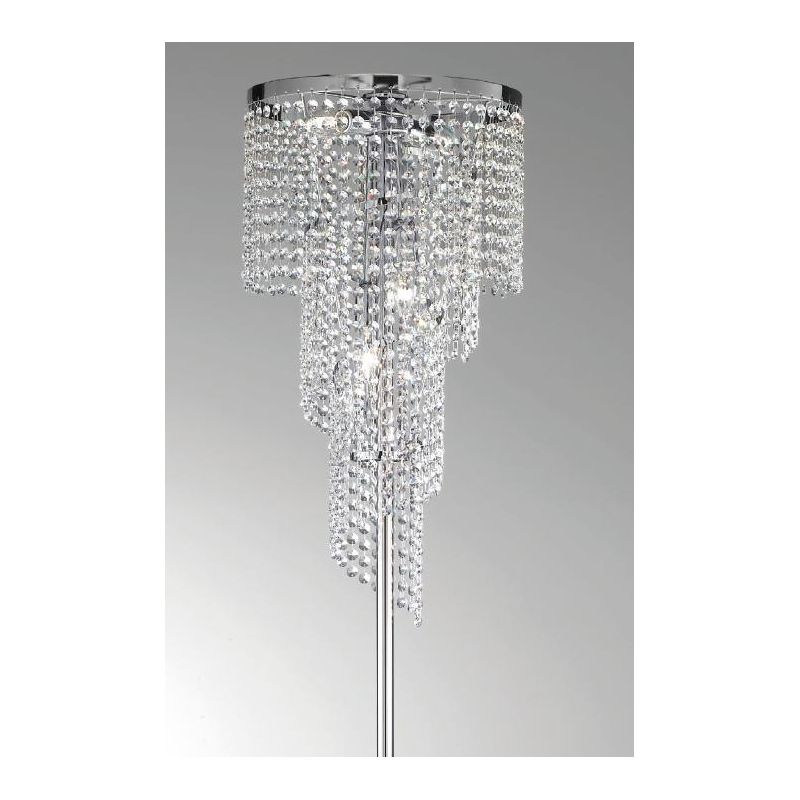 ISABELLA PIANTANA IN METALLO CROMATO CON CASCATA DI PENDAGLI IN CRISTALLO TRASPARENTE CRISTALENSI LUX - Cristalensi Shop Online