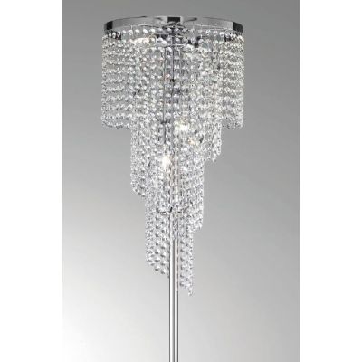 ISABELLA PIANTANA IN METALLO CROMATO CON CASCATA DI PENDAGLI IN CRISTALLO TRASPARENTE CRISTALENSI LUX - Cristalensi Shop Online