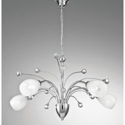 SIRIO LAMPADARIO 5 LUCI CROMATO CON DIFFUSORI IN VETRO SATINATO E DETTAGLI IN CRISTALLO CRISTALENSI LUX - Cristalensi Shop Onlin 2