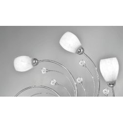 SIRIO PLAFONIERA 5 LUCI METALLO CROMO CON DIFFUSORI IN VETRO SATINATO E DETTAGLI IN CRISTALLO CRISTALENSI LUX - Cristalensi Shop 2