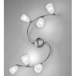 VENERE PLAFONIERA CLASSICA 6 LUCI IN METALLO CROMO E DIFFUSORI IN VETRO CRISTALENSI LUX - Cristalensi Shop Online
