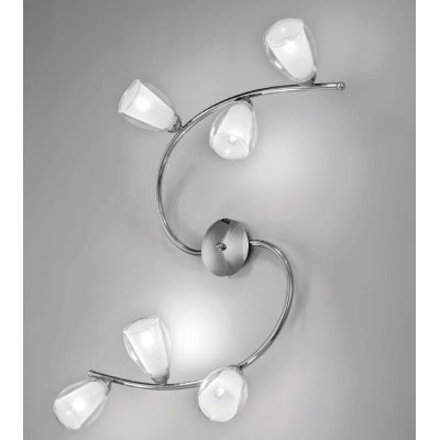 VENERE PLAFONIERA CLASSICA 6 LUCI IN METALLO CROMO E DIFFUSORI IN VETRO CRISTALENSI LUX - Cristalensi Shop Online