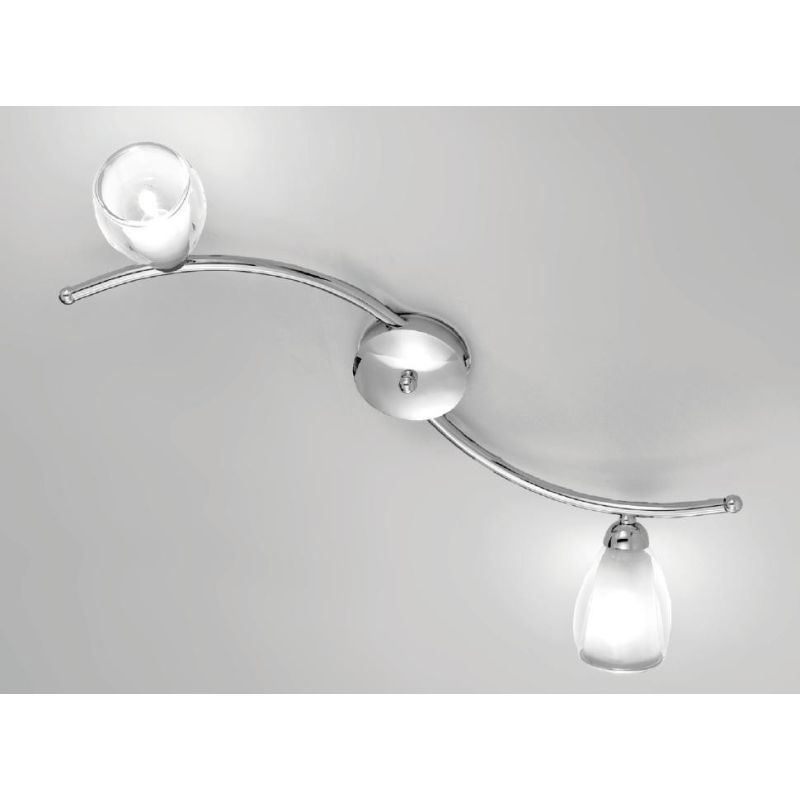VENERE APPLIQUE PLAFONIERA 2 LUCI IN METALLO CROMO E DIFFUSORI IN VETRO STILE CLASSICO CRISTALENSI LUX - Cristalensi Shop Online