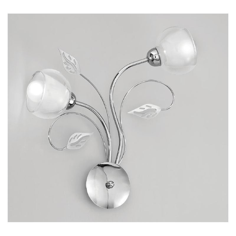 GINEVRA APPLIQUE CLASSICA 2 LUCI IN METALLO CROMO CON DIFFUSORI IN VETRO CRISTALENSI LUX - Cristalensi Shop Online