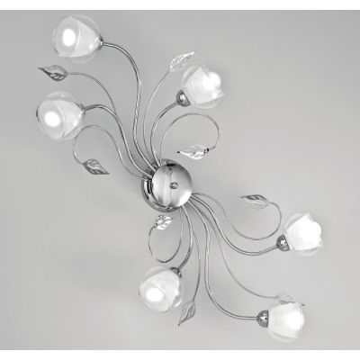 GINEVRA PL6 PLAFONIERA 6 LUCI STILE CLASSICO IN METALLO CROMO CON DIFFUSORI IN VETRO CRISTALENSI LUX - Cristalensi Shop Online