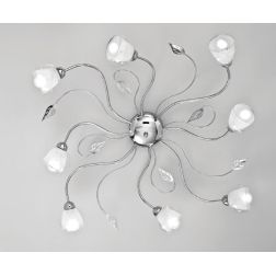 GINEVRA PL8 PLAFONIERA 8 LUCI STILE CLASSICO IN METALLO CROMO CON DIFFUSORI IN VETRO CRISTALENSI LUX - Cristalensi Shop Online