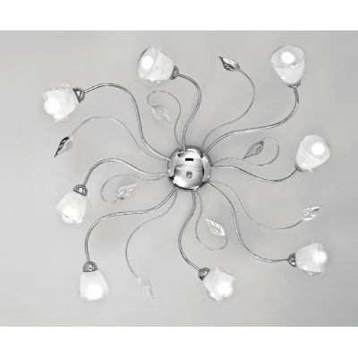 GINEVRA PL8 PLAFONIERA 8 LUCI STILE CLASSICO IN METALLO CROMO CON DIFFUSORI IN VETRO CRISTALENSI LUX - Cristalensi Shop Online
