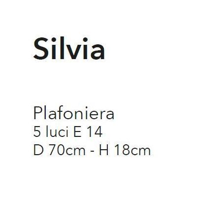 SILVIA PLAFONIERA STILE CLASSICO 5 LUCI IN METALLO CROMO CON DIFFUSORI IN VETRO CRISTALENSI LUX - Cristalensi Shop Online