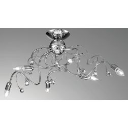 LORY PLAFONIERA 6 LUCI IN METALLO CROMO CON DETTAGLI IN CRISTALLO STILE CLASSICO CRISTALENSI LUX - Cristalensi Shop Online
