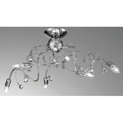 LORY PLAFONIERA 6 LUCI IN METALLO CROMO CON DETTAGLI IN CRISTALLO STILE CLASSICO CRISTALENSI LUX - Cristalensi Shop Online
