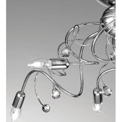 LORY PLAFONIERA 6 LUCI IN METALLO CROMO CON DETTAGLI IN CRISTALLO STILE CLASSICO CRISTALENSI LUX - Cristalensi Shop Online