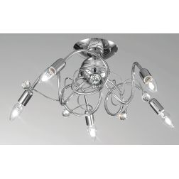 LORY PLAFONIERA 5 LUCI IN METALLO CROMO CON DETTAGLI IN CRISTALLO STILE CLASSICO CRISTALENSI LUX - Cristalensi Shop Online