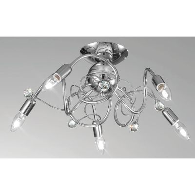 LORY PLAFONIERA 5 LUCI IN METALLO CROMO CON DETTAGLI IN CRISTALLO STILE CLASSICO CRISTALENSI LUX - Cristalensi Shop Online