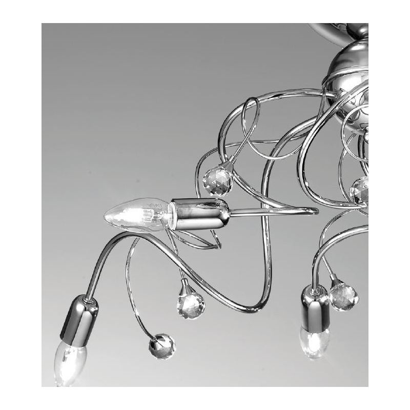 LORY PLAFONIERA 5 LUCI IN METALLO CROMO CON DETTAGLI IN CRISTALLO STILE CLASSICO CRISTALENSI LUX - Cristalensi Shop Online