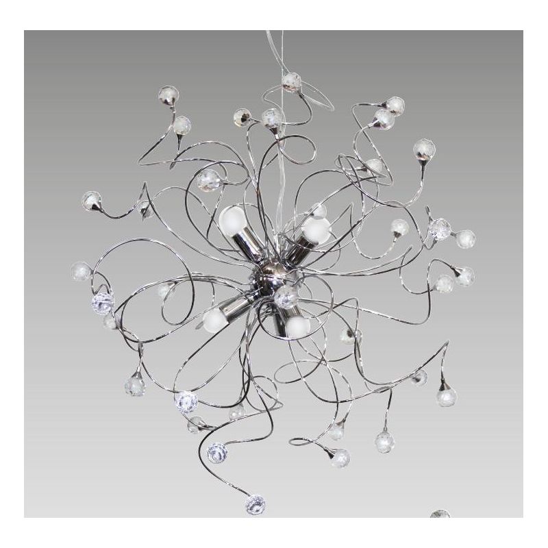 MARTINA SOSPENSIONE MODERNA 6 LUCI IN METALLO CROMO CON ELEMENTI IN CRISTALLO CRISTALENSI LUX - Cristalensi Shop Online