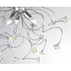 MARTINA FIORE SOSPENSIONE MODERNA 6 LUCI IN METALLO CROMO CON ELEMENTI FLOREALI IN CRISTALLO CRISTALENSI LUX - Cristalensi Shop 2