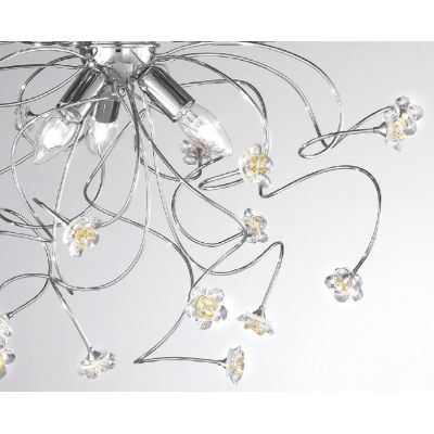 MARTINA FIORE SOSPENSIONE MODERNA 6 LUCI IN METALLO CROMO CON ELEMENTI FLOREALI IN CRISTALLO CRISTALENSI LUX - Cristalensi Shop