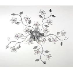 SANDRA PLAFONIERA CLASSICA 5 LUCI CROMO CON FIORI DECORATIVI IN CRISTALLO CRISTALENSI LUX - Cristalensi Shop Online