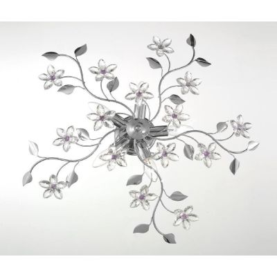 SANDRA PLAFONIERA CLASSICA 5 LUCI CROMO CON FIORI DECORATIVI IN CRISTALLO CRISTALENSI LUX - Cristalensi Shop Online
