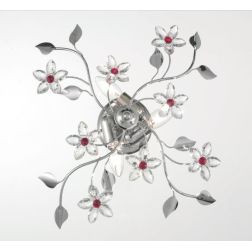 SANDRA PLAFONIERA 3 LUCI CLASSICA FINITURA CROMO CON FIORI DECORATIVI IN CRISTALLO CRISTALENSI LUX - Cristalensi Shop Online