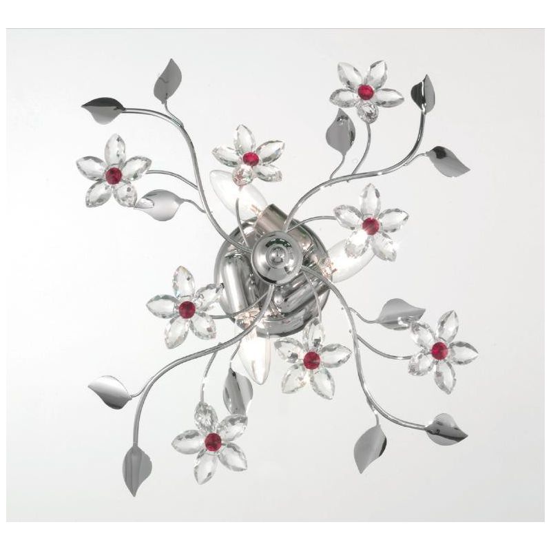 SANDRA PLAFONIERA 3 LUCI CLASSICA FINITURA CROMO CON FIORI DECORATIVI IN CRISTALLO CRISTALENSI LUX - Cristalensi Shop Online