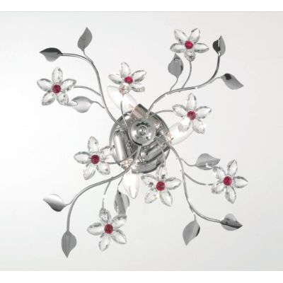 SANDRA PLAFONIERA 3 LUCI CLASSICA FINITURA CROMO CON FIORI DECORATIVI IN CRISTALLO CRISTALENSI LUX - Cristalensi Shop Online