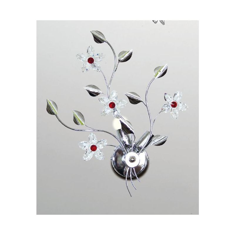 SANDRA APPLIQUE CLASSICA 2 LUCI FINITURA CROMO CON FIORI DECORATIVI IN CRISTALLO CRISTALENSI LUX - Cristalensi Shop Online